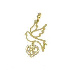 Pingente Pomba da Paz com Zirc�nia em Ouro 18 Kilates - 25043